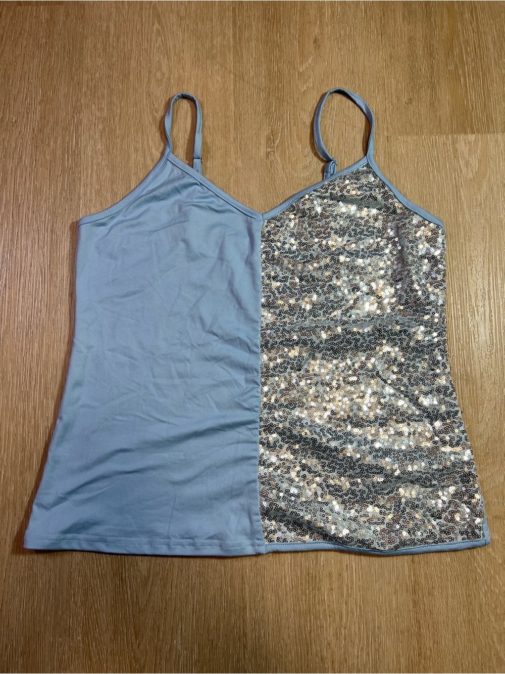 Light Blue Split Sequin Summer Beach Festival Tank Top Women's Size Large